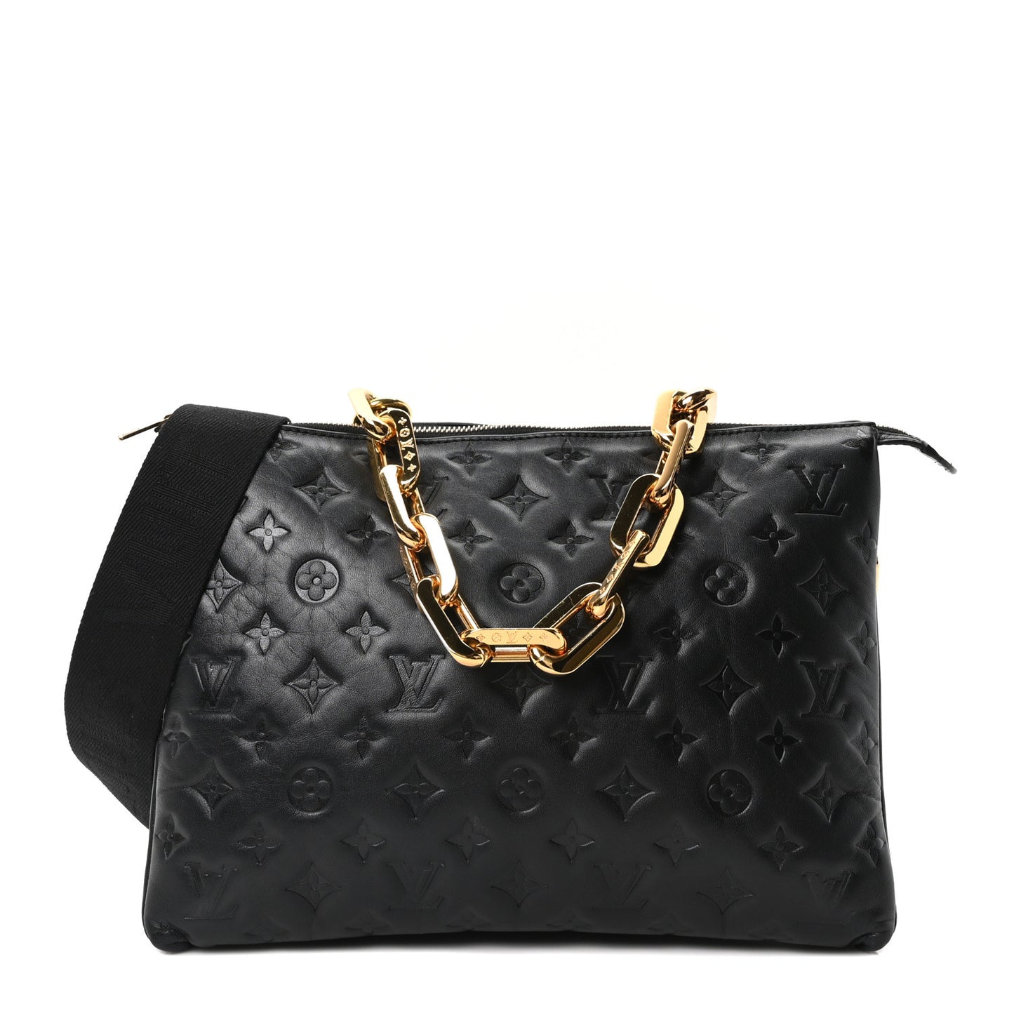 Lambskin Embossed Monogram Coussin MM Black