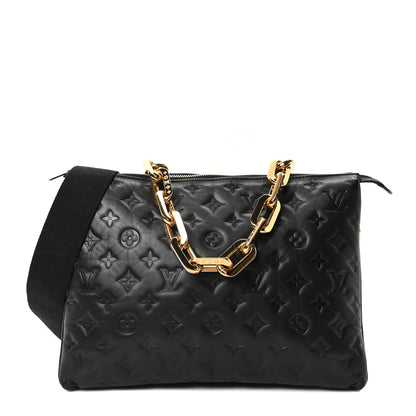 Louis Vuitton Lambskin Embossed Monogram Coussin MM Black 1 of 9