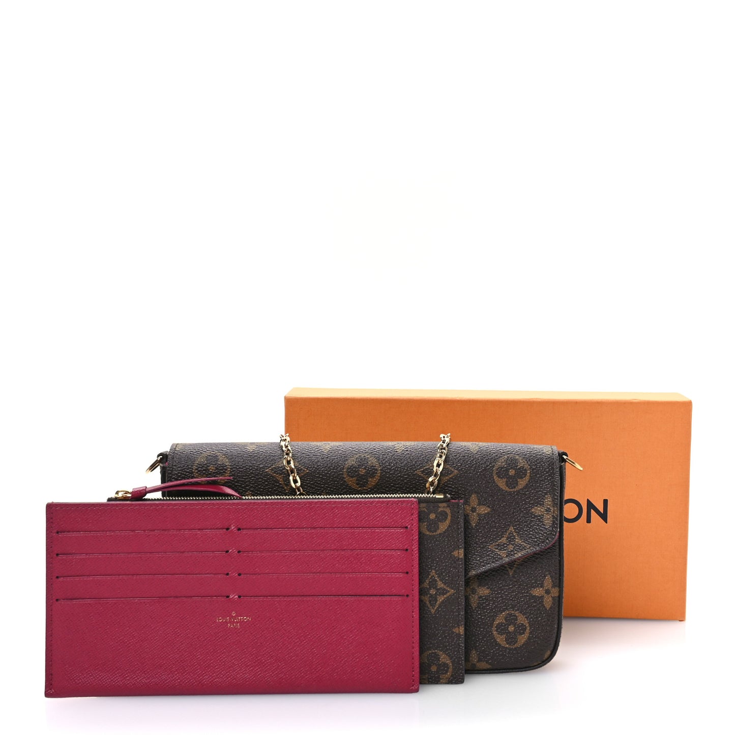 Monogram Pochette Felicie Chain Wallet Fuchsia