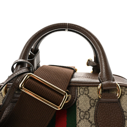 Gucci GG Supreme Monogram Textured Dollar Calfskin Web Medium Ophidia Top Handle Bowler Bag Beige Ebony New Acero 8 of 10