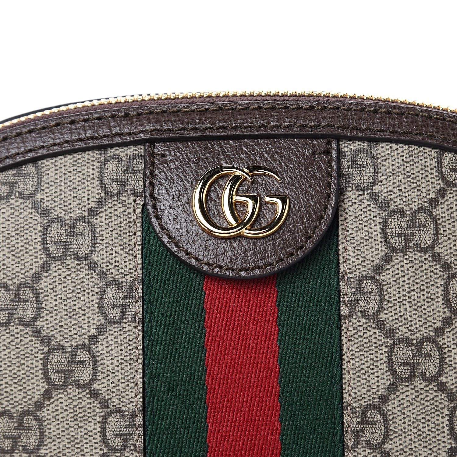 Gucci GG Supreme Monogram Textured Dollar Calfskin Web Small Ophidia Dome Shoulder Bag Beige Ebony New Acero 11 of 11