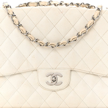 Chanel Caviar Quilted Jumbo Single Flap White 8 of 21