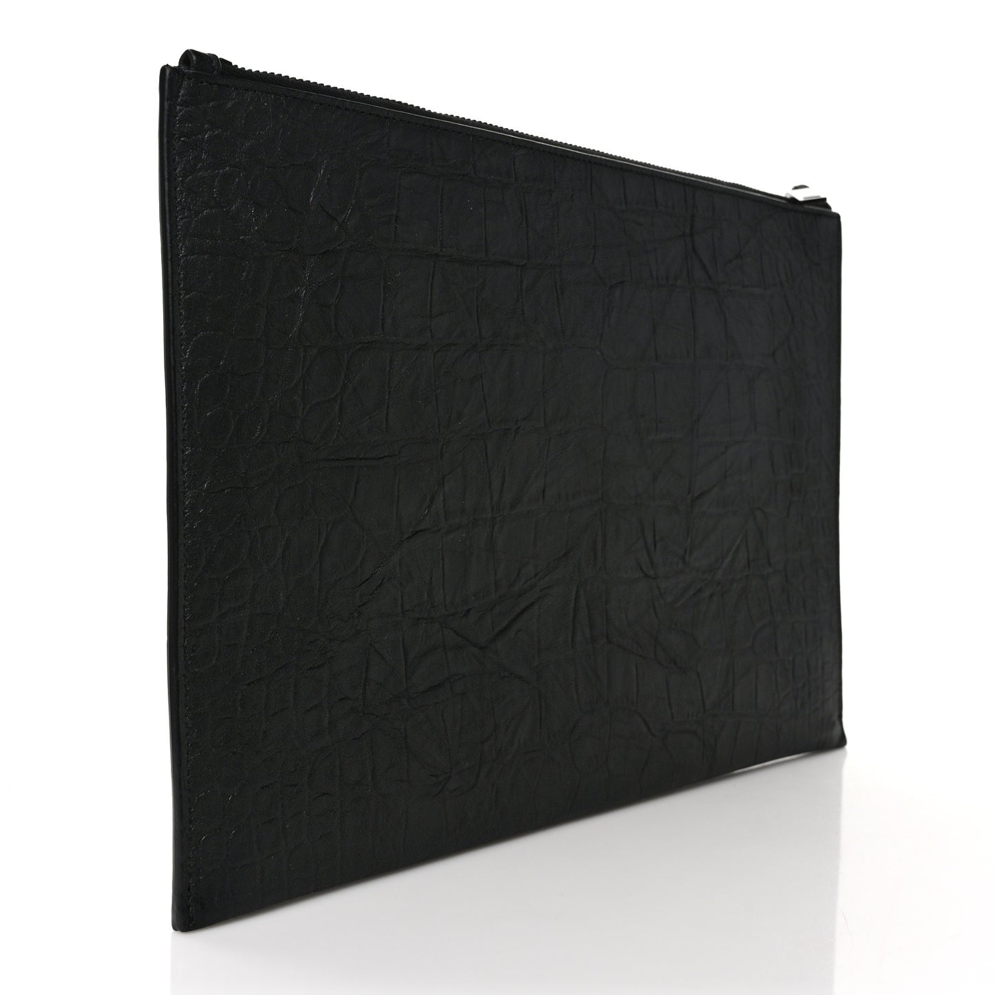 Calfskin Crocodile Embossed Monogram iPad Case Black