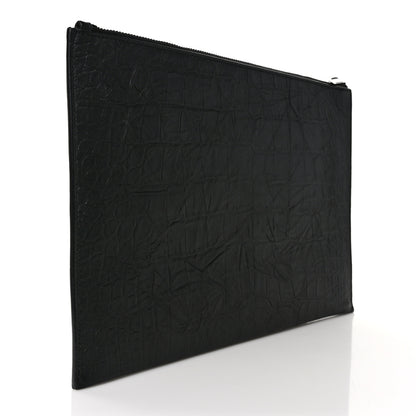 Saint Laurent Calfskin Crocodile Embossed Monogram iPad Case Black 3 of 7