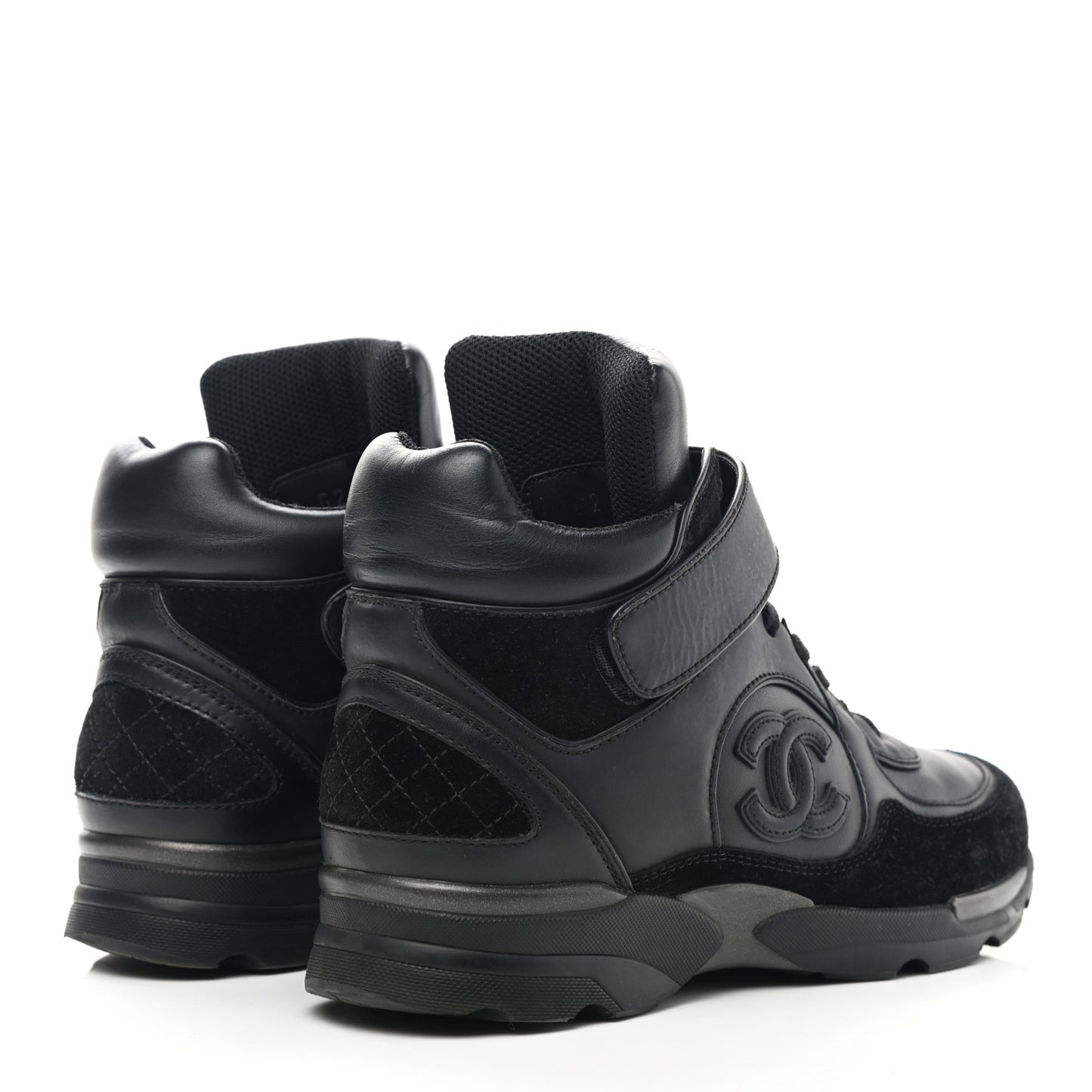 Suede Calfskin High Top CC Sneakers 37 Black