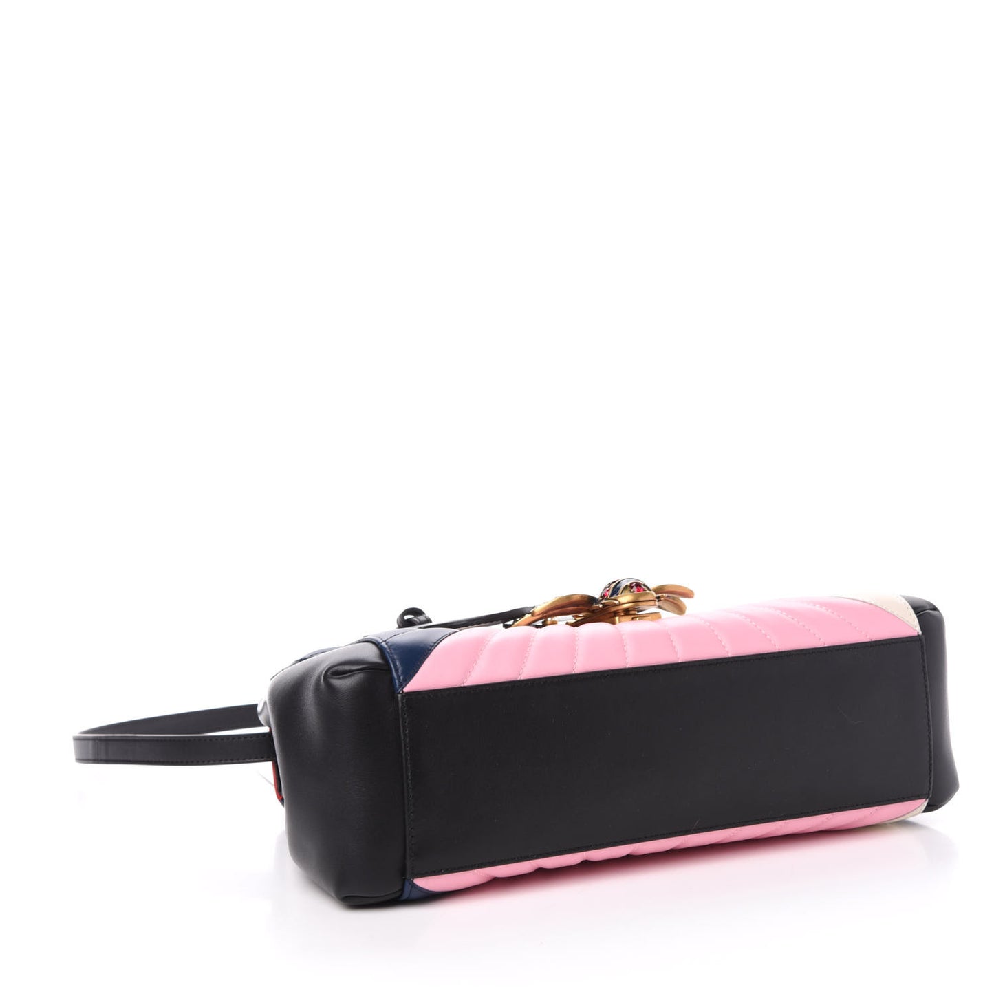 Calfskin Bamboo Trapuntata Queen Margaret Top Handle Bag Blue Agata Hibiscus Red Mystic White Sugar Pink