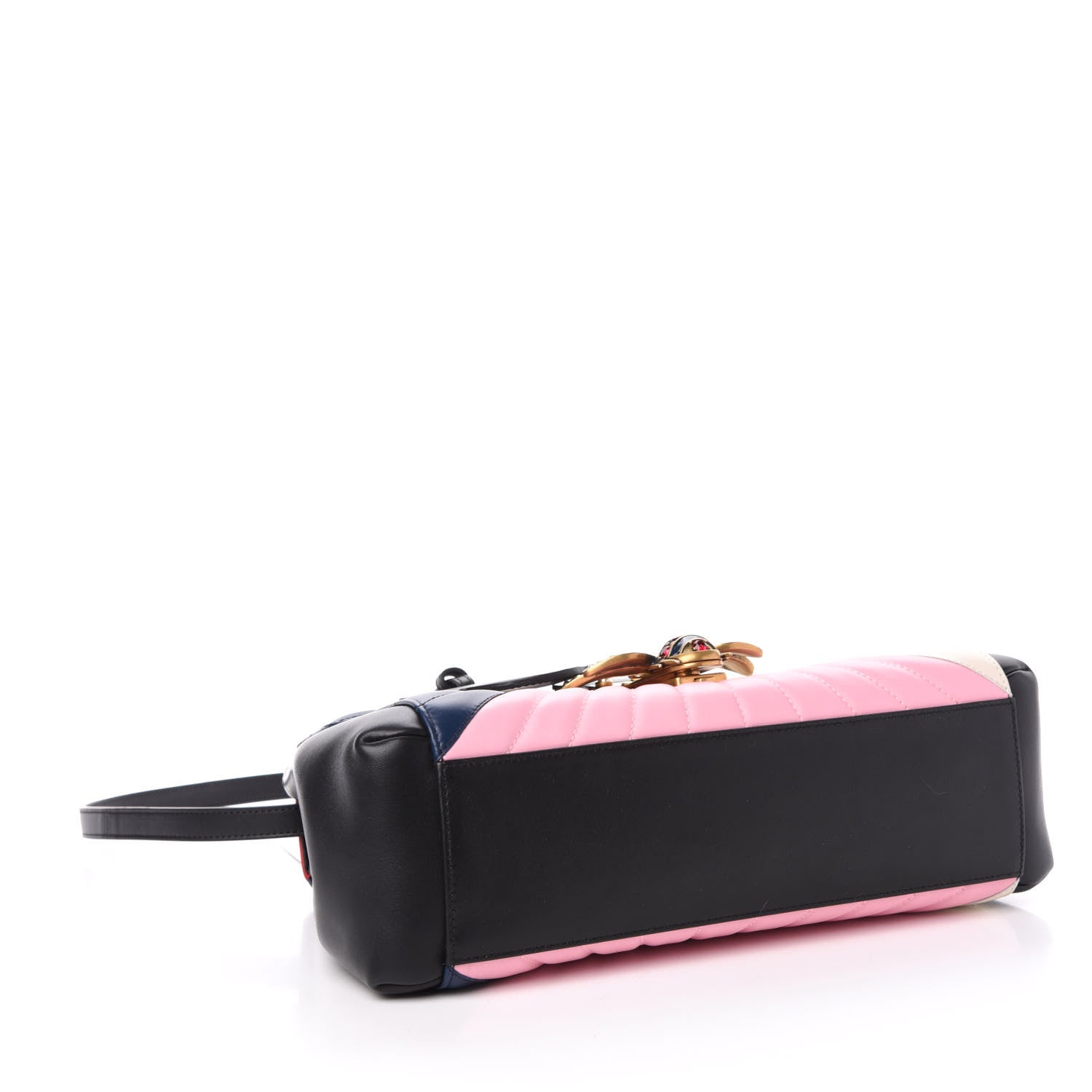 Gucci Calfskin Bamboo Trapuntata Queen Margaret Top Handle Bag Blue Agata Hibiscus Red Mystic White Sugar Pink 4 of 11