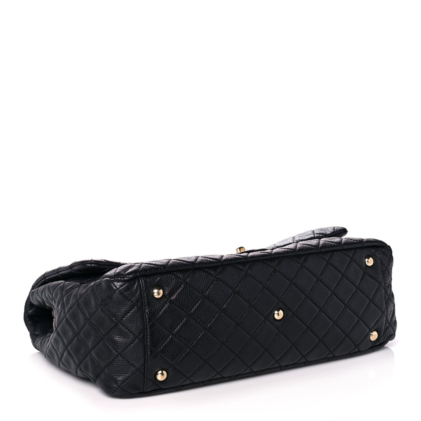 Calfskin Quilted XXL Travel Flap Bag Navy