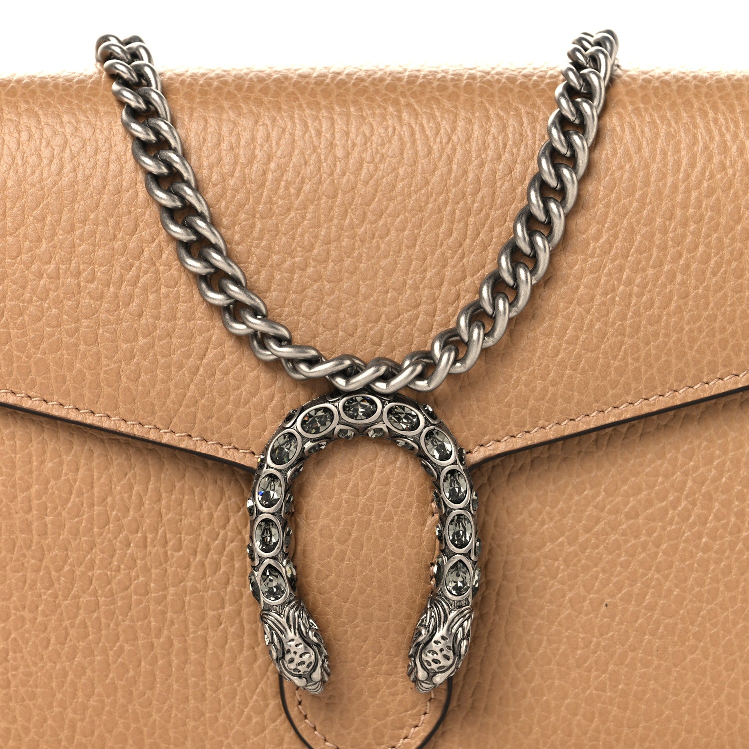 Gucci Dollar Calfskin Crystal Mini Dionysus Chain Wallet Natural Tan Black Diamond 8 of 11
