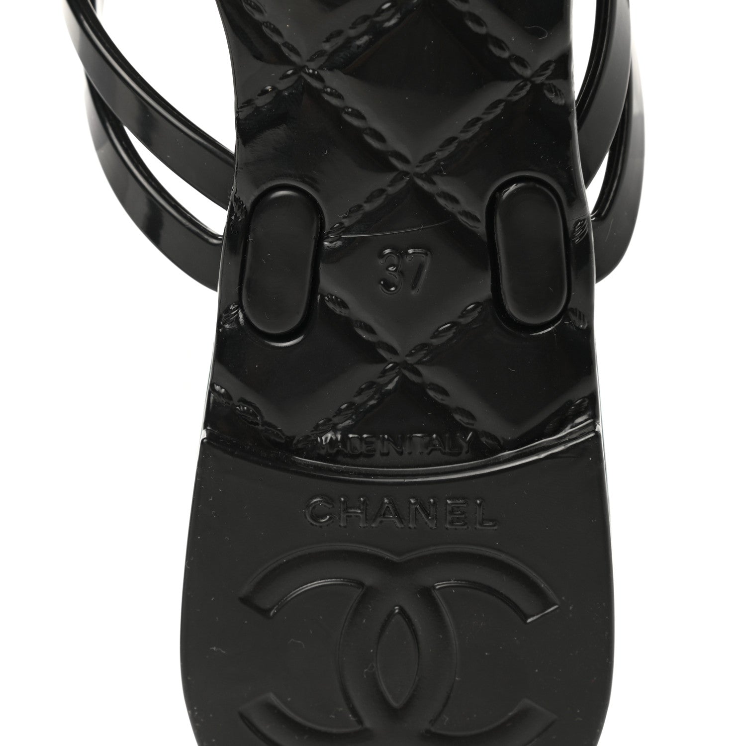 Chanel Jelly Camellia Thong Sandals 37 Black Ivory 6 of 9