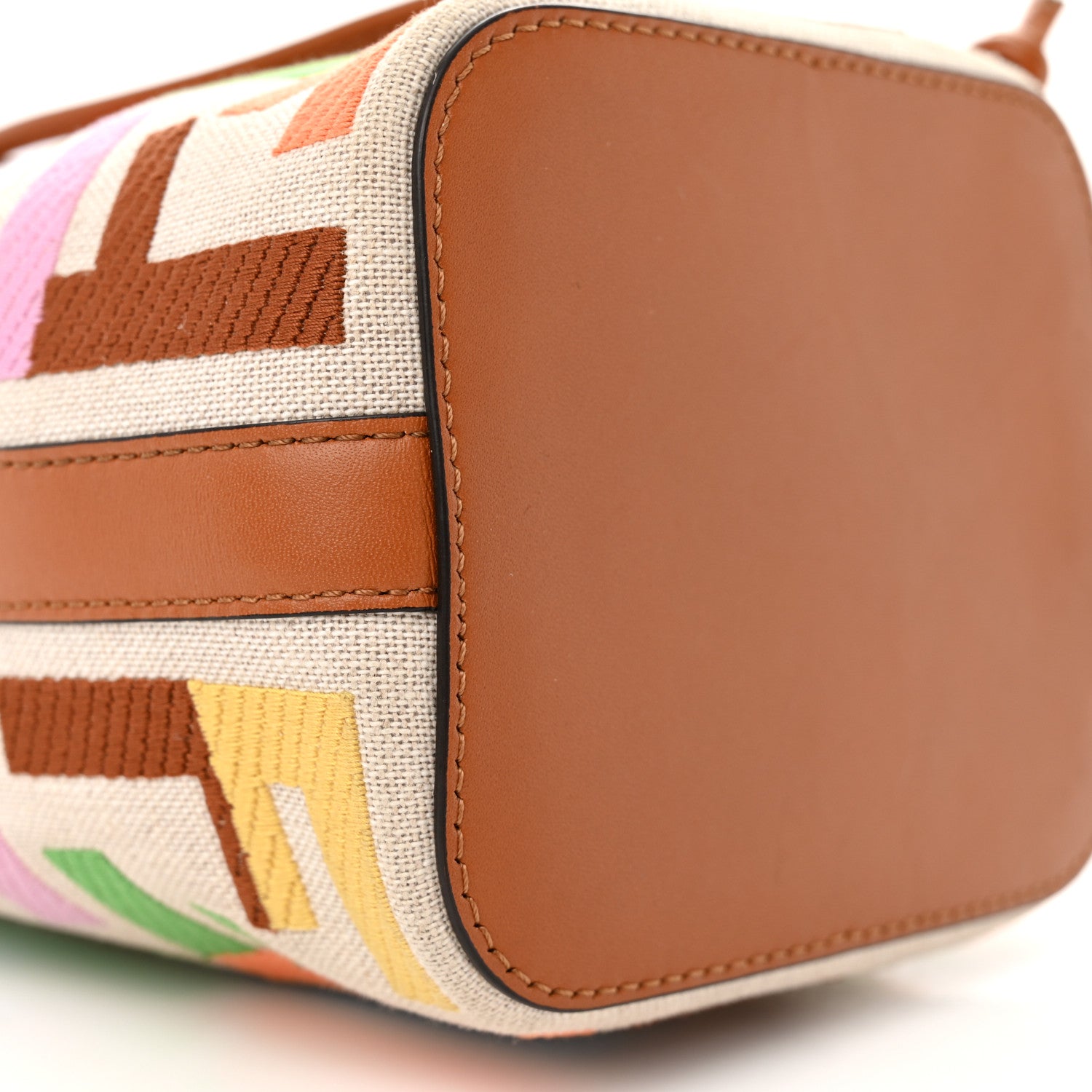 Fendi Kuban Canvas Vitello King F is Fendi FF Embroidered Mini Mon Tresor Bucket Bag Multicolor Cuoio 11 of 12