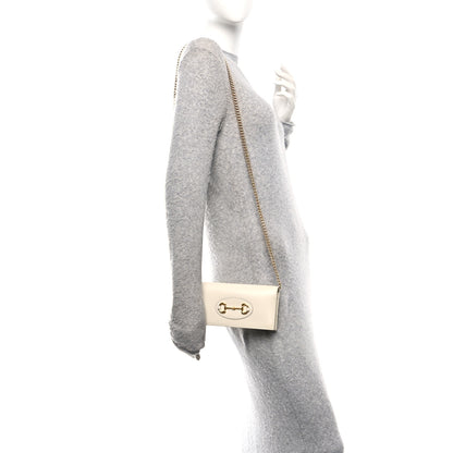 Gucci Boarded Plutone Calfskin Horsebit 1955 Wallet On Chain Mystic White 2 of 11