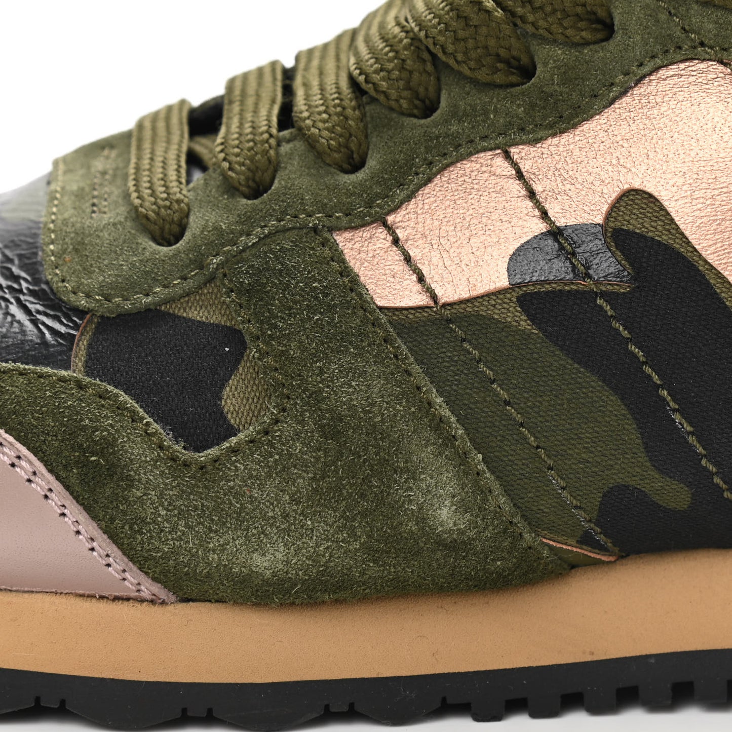 Nappa Suede Camouflage Womens Rockrunner Sneakers 37 Army Green Multicolor