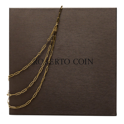 Roberto Coin 18K Yellow Gold Diamond Paperclip Triple Strand Bib Necklace 6 of 6