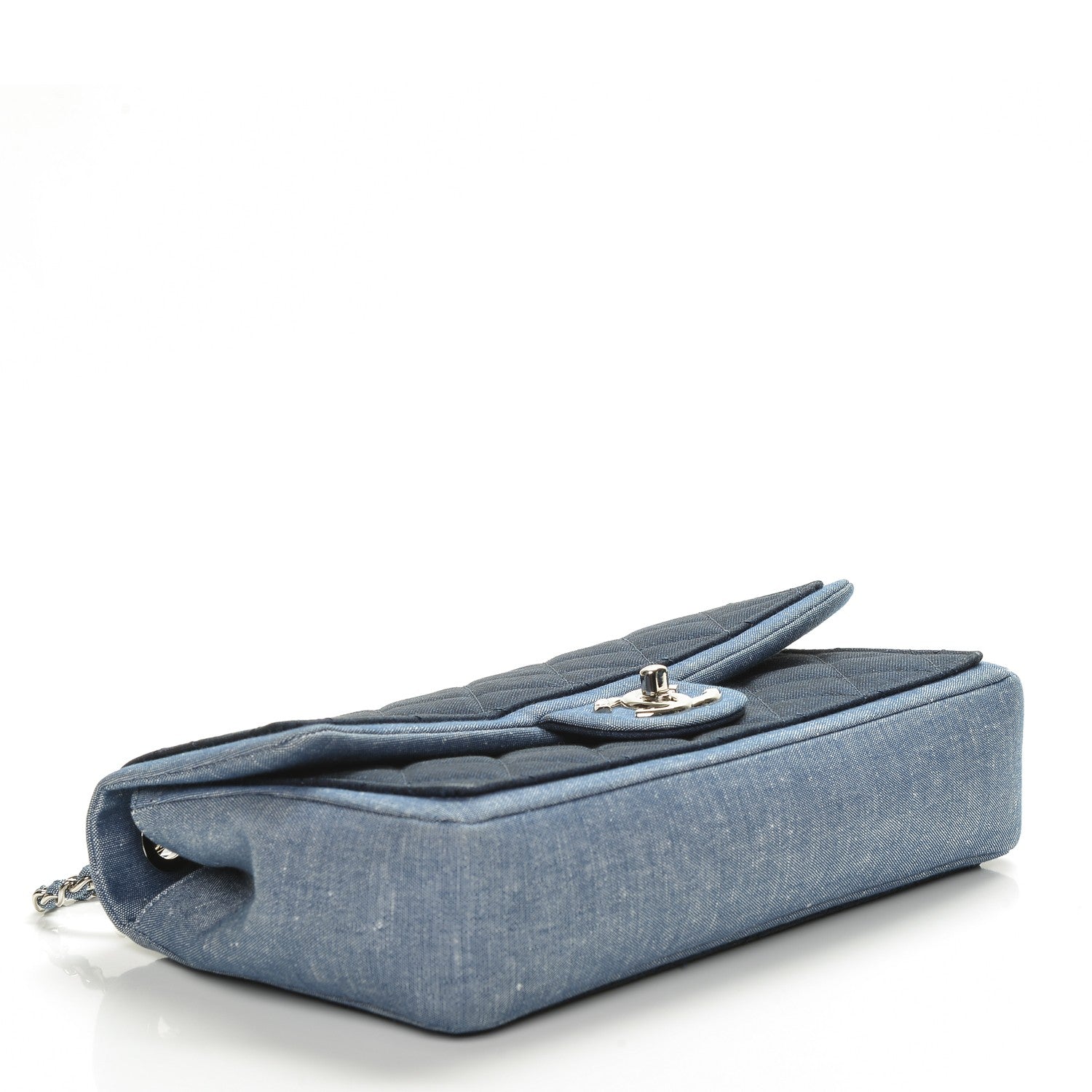 Chanel Denim Quilted Medium Graphic Flap Light Blue 4 of 7