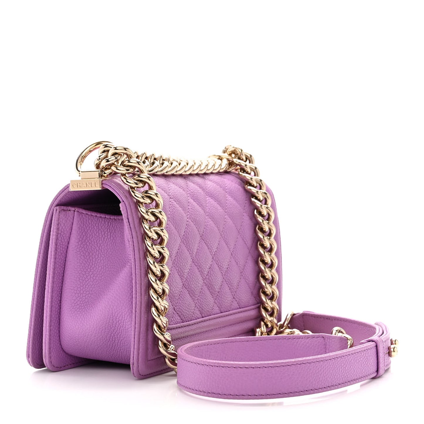 Caviar Quilted Small Boy Flap Purple