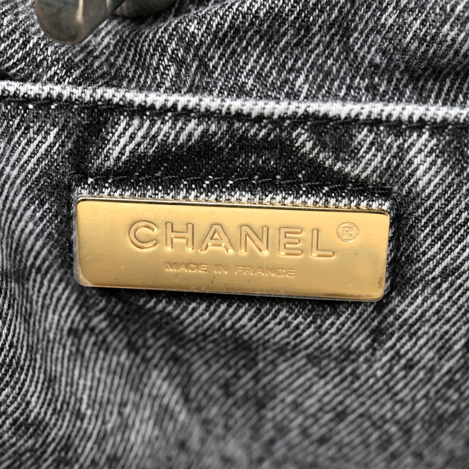 Chanel Washed Denim Quilted Chanel 19 East West Shopping Bag Black White 6 of 10