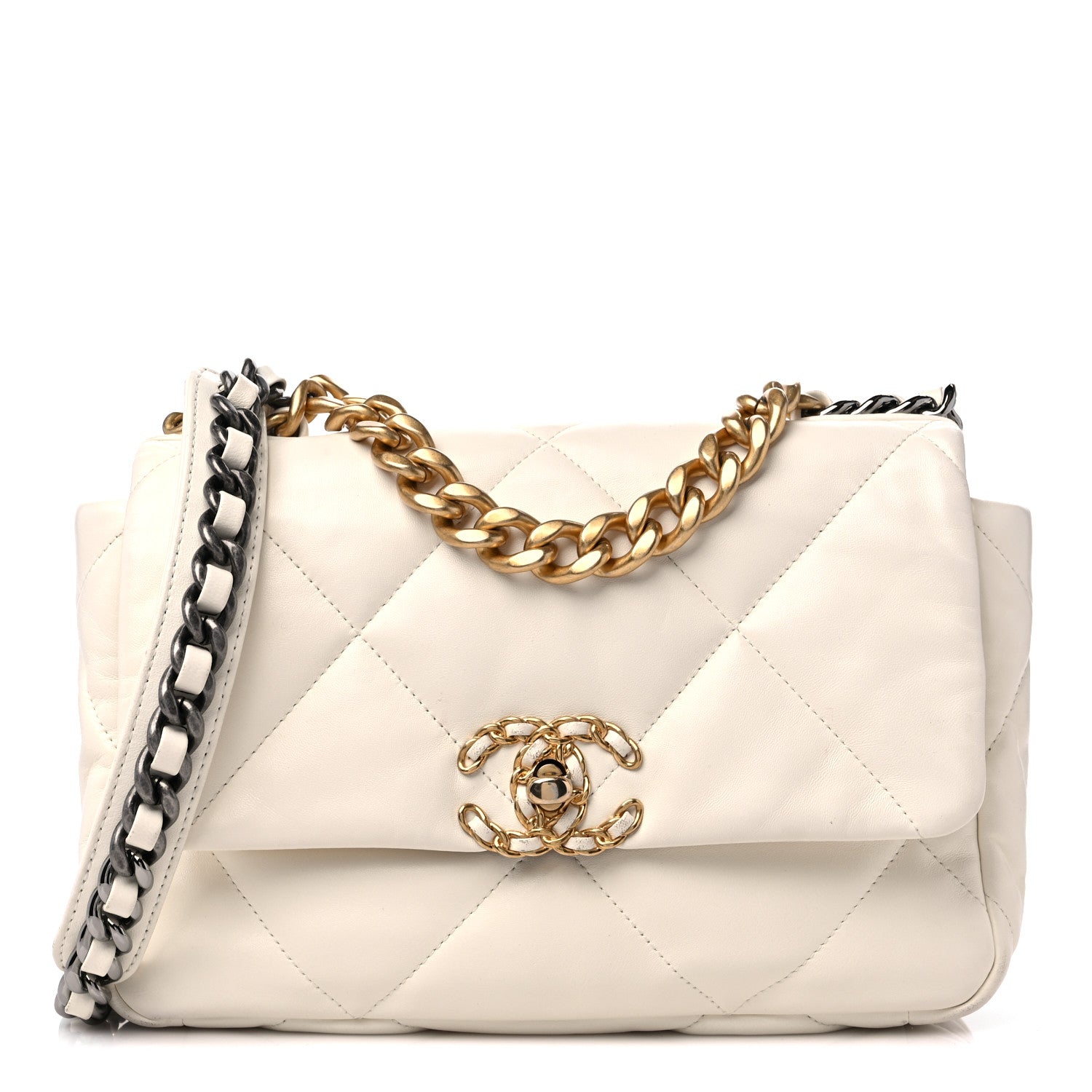 Chanel Lambskin Quilted Medium Chanel 19 Flap White 1 of 14