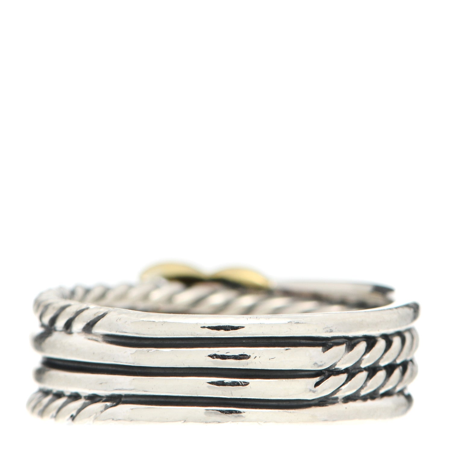 David Yurman Sterling Silver 18K Yellow Gold 6mm X Crossover Ring 54 6.75 3 of 4