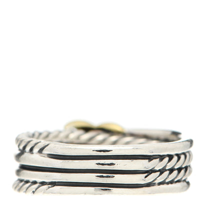 David Yurman Sterling Silver 18K Yellow Gold 6mm X Crossover Ring 54 6.75 3 of 4