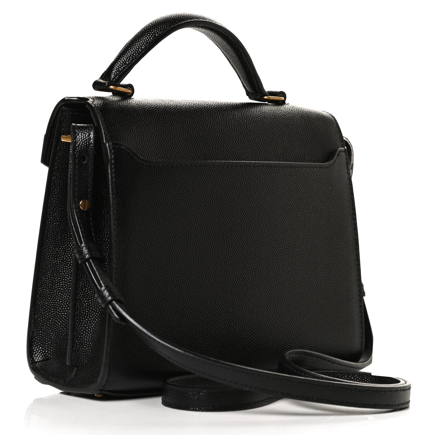 Saint Laurent Grain de Poudre Mini Classic Monogram Cassandra Top Handle Black Rouge Legion 3 of 12