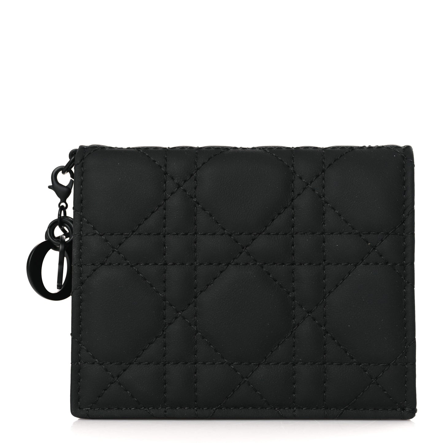 Calfskin Cannage Mini Lady Dior Wallet Black