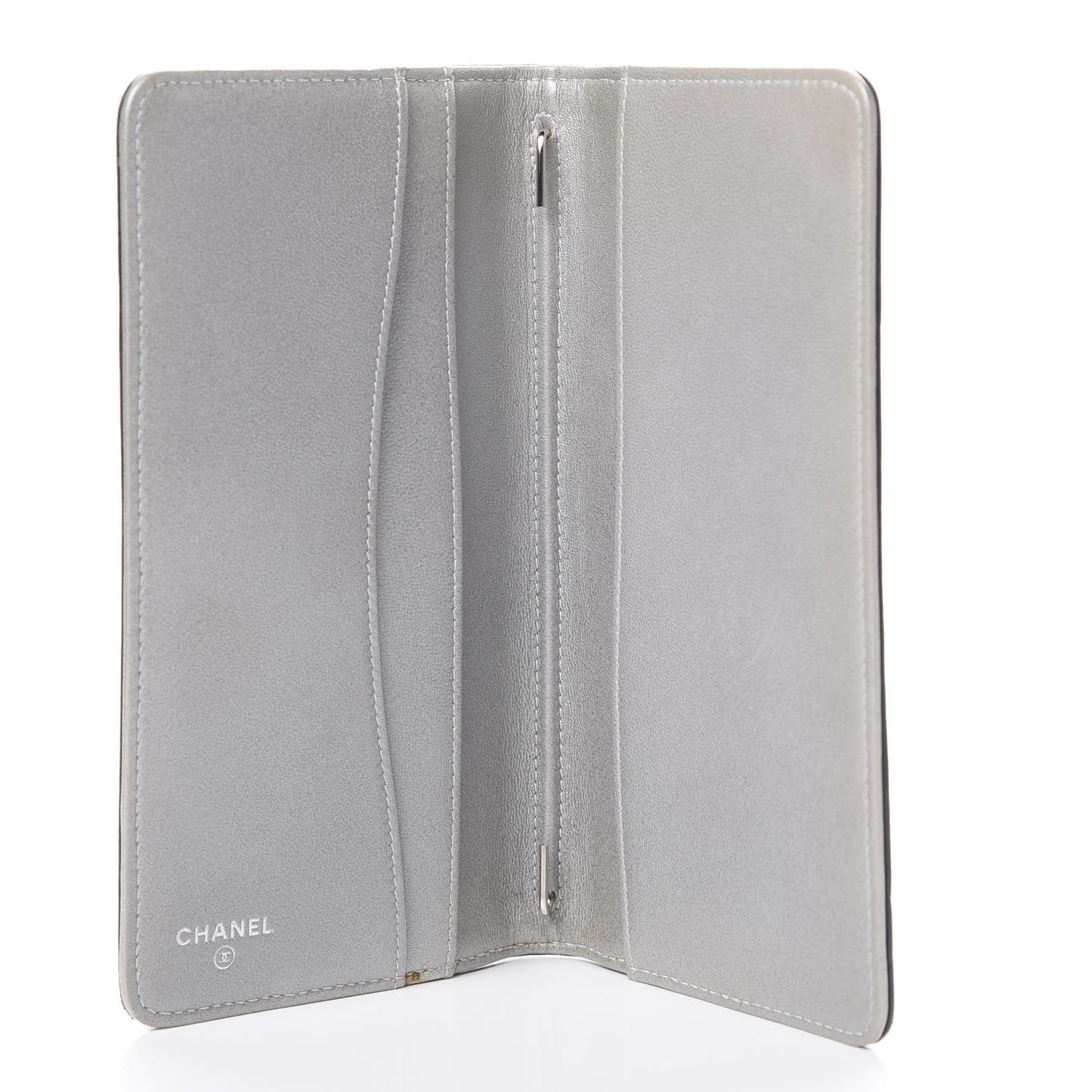 Lambskin Camellia Embossed Medium Agenda Cover Black