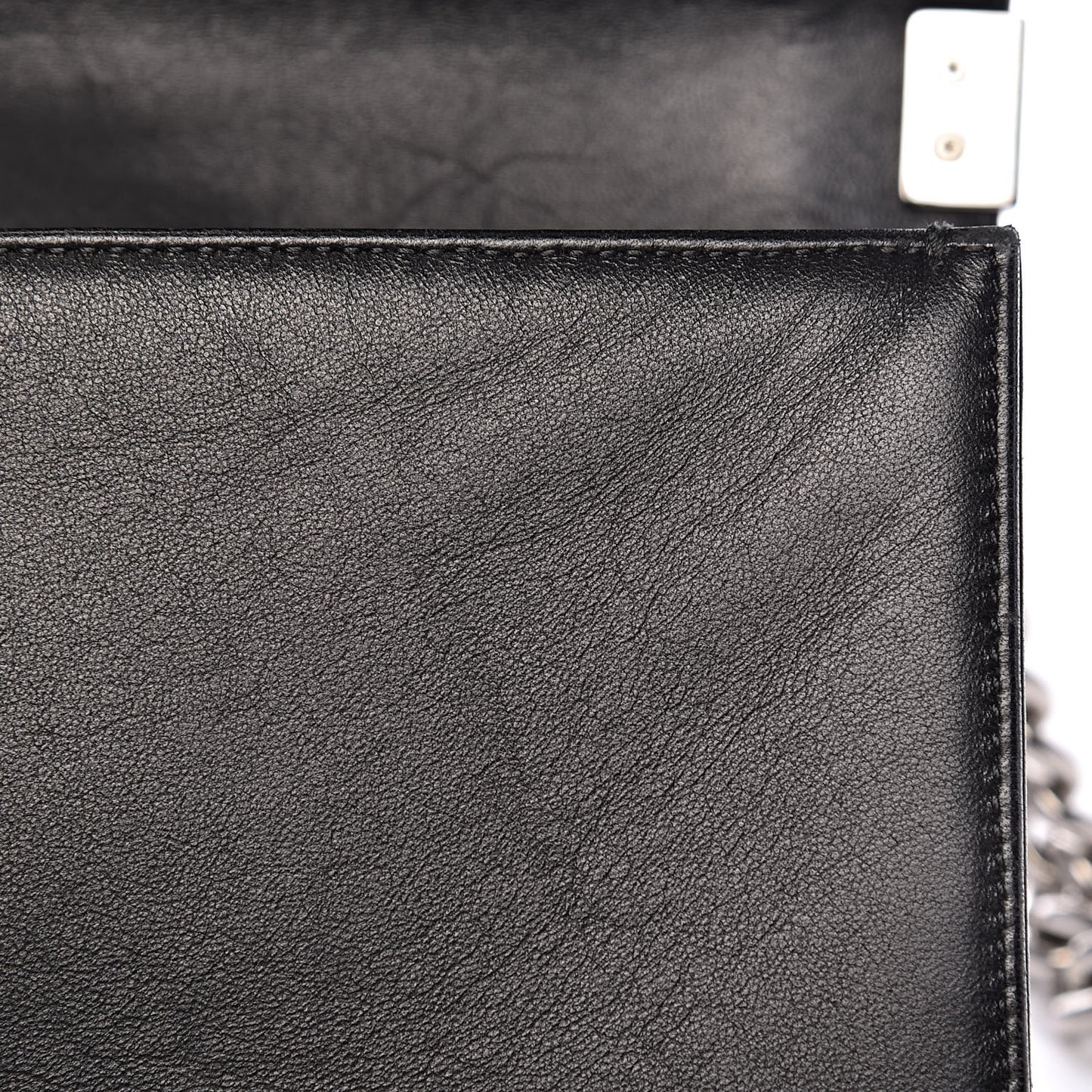 Lambskin Iridescent PVC Chevron Quilted Medium Boy Flap Black Silver
