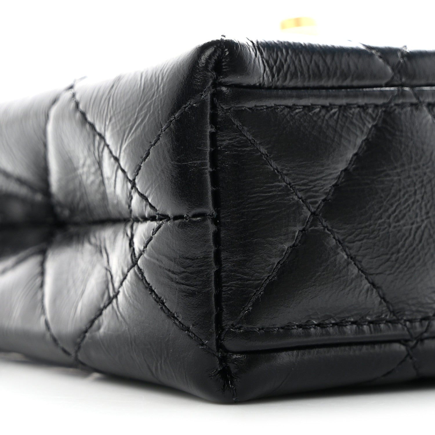Chanel Shiny Aged Calfskin Quilted Mini Nano Kelly Shopper Black 9 of 11