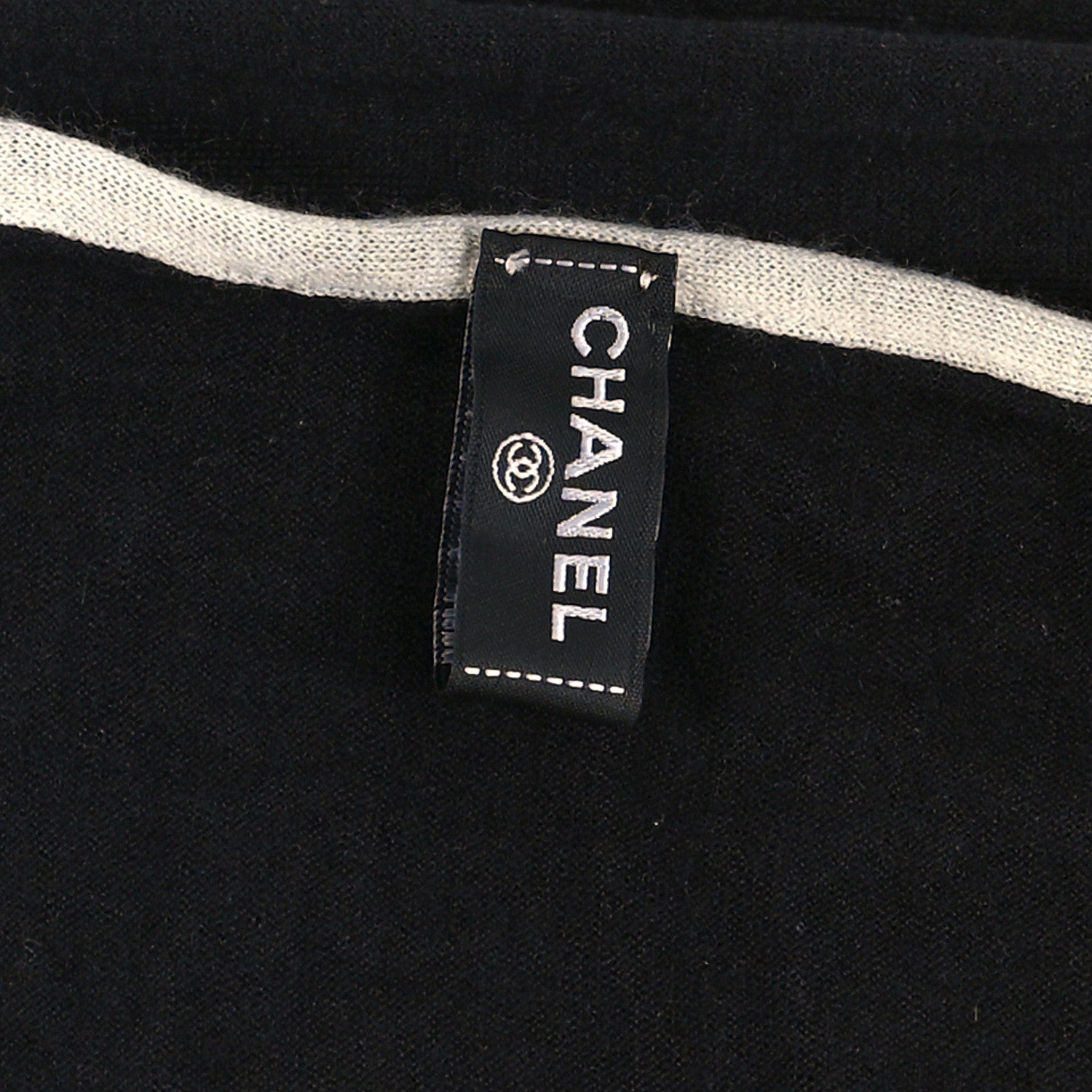 Chanel Cashmere Silk CC Scarf Black White 4 of 4