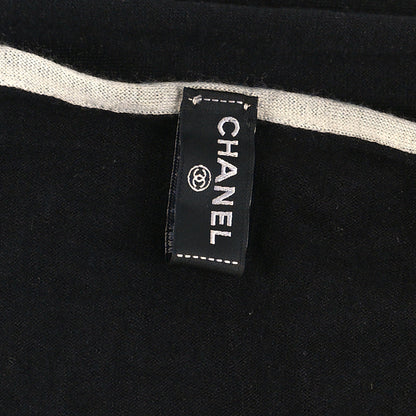 Chanel Cashmere Silk CC Scarf Black White 4 of 4