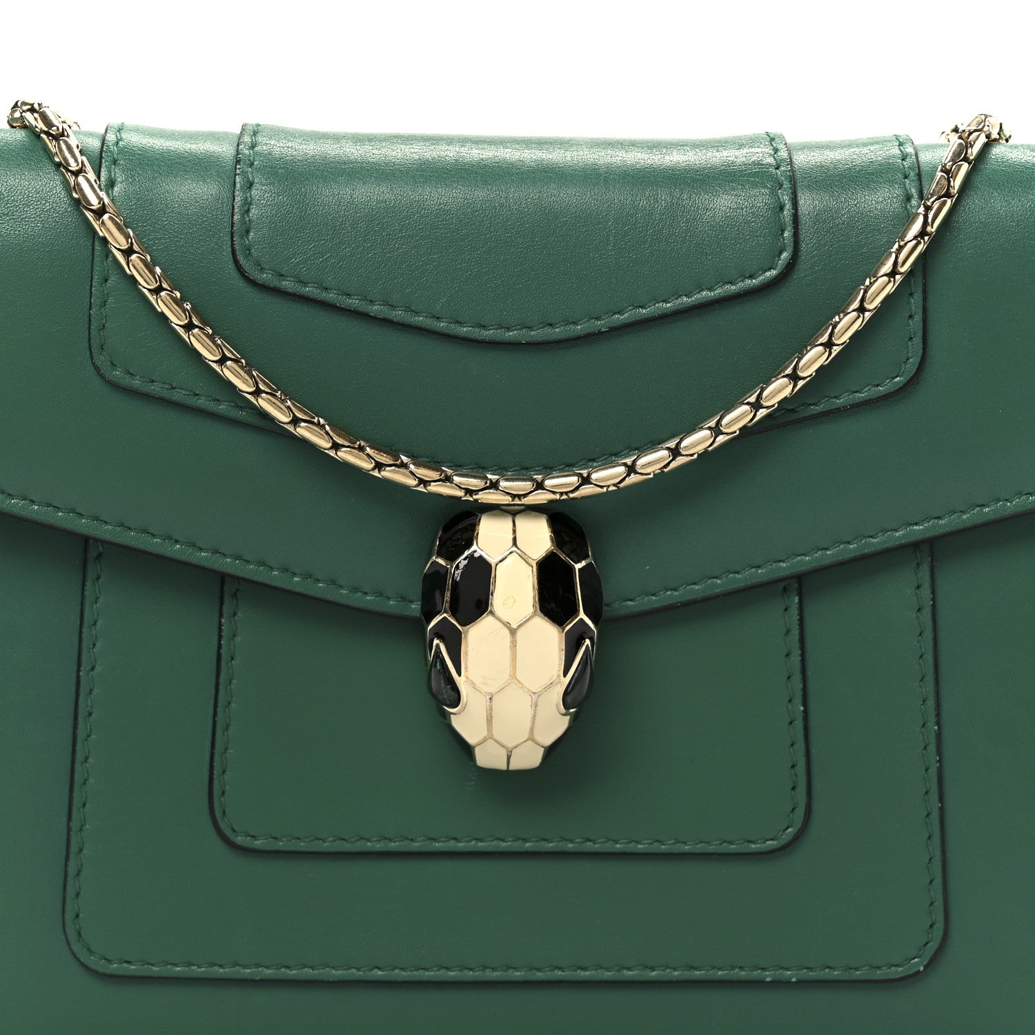 Bulgari Calfskin Small Serpenti Forever Snake Strap Crossbody Bag Emerald Green 9 of 11