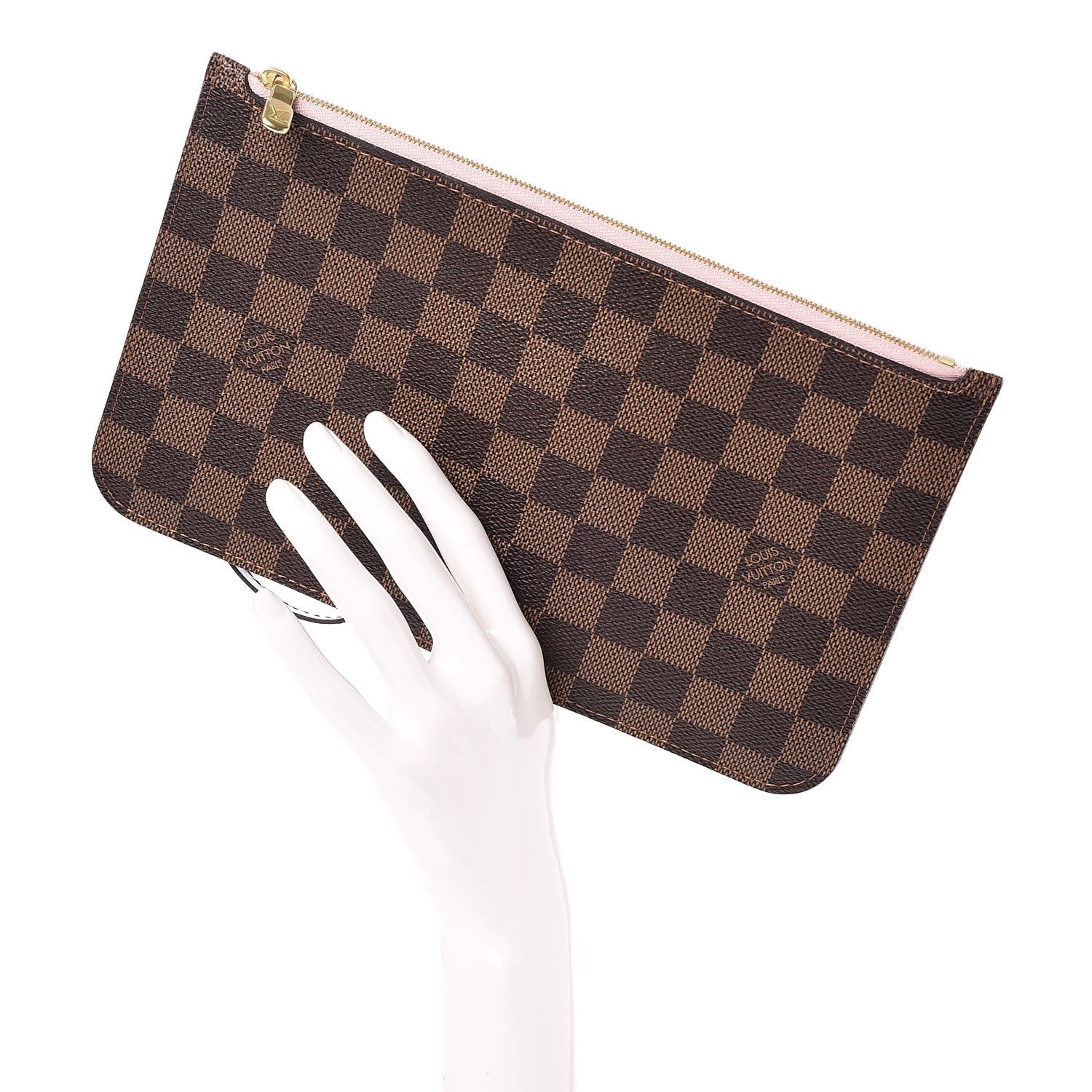 Louis Vuitton Damier Ebene Neverfull MM GM Pochette Rose Ballerine 2 of 8