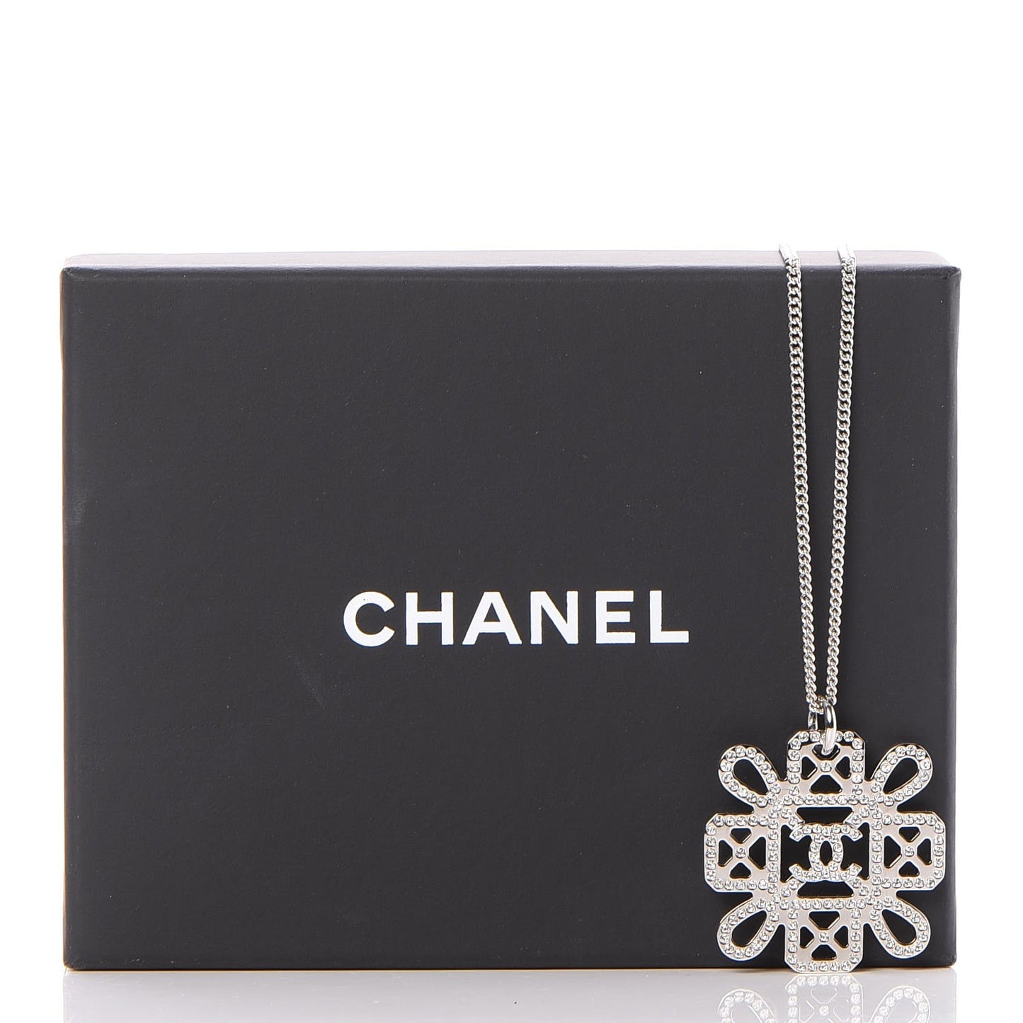Crystal CC Pendant Necklace Silver