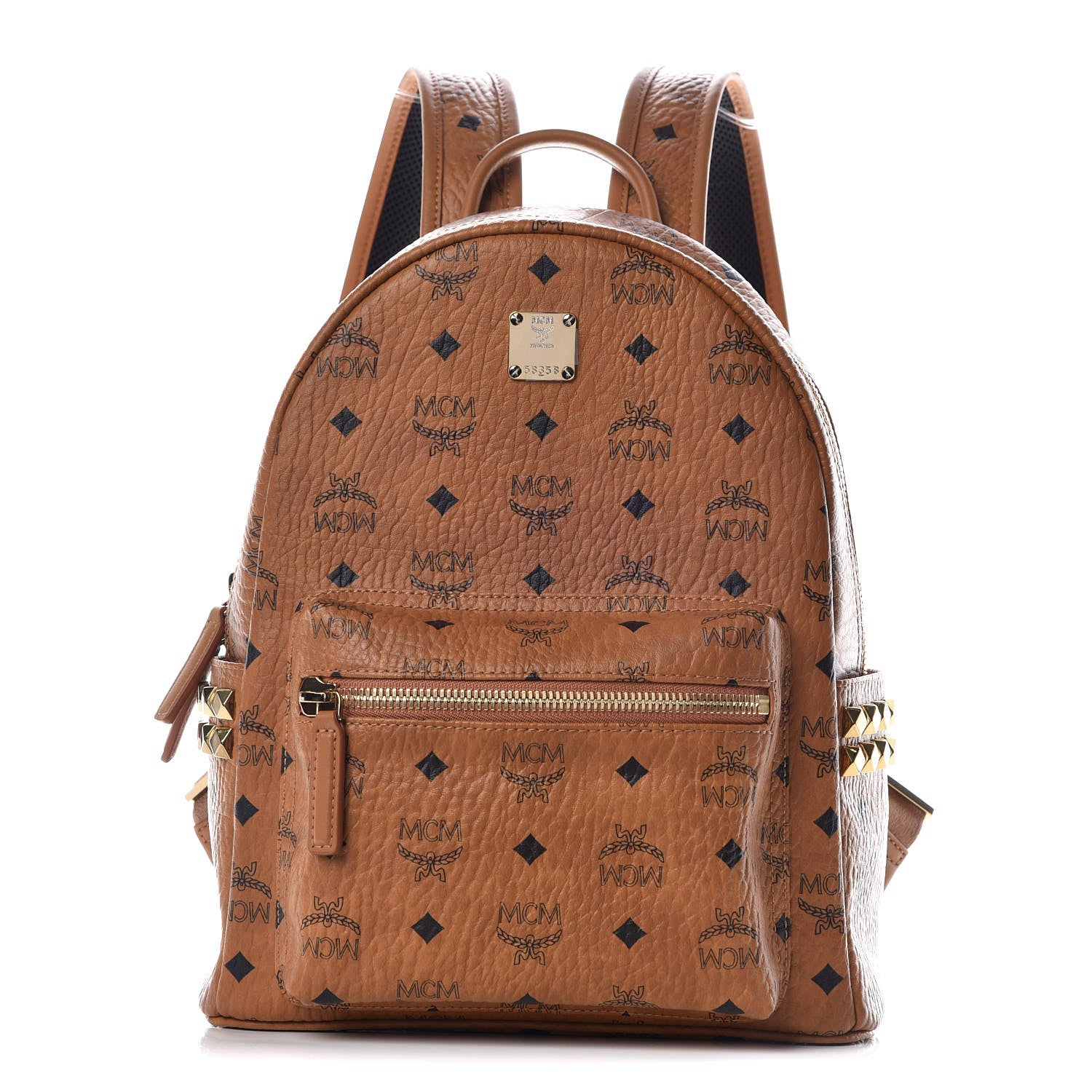 MCM Visetos Small Side Stud Stark Backpack Cognac 1 of 10