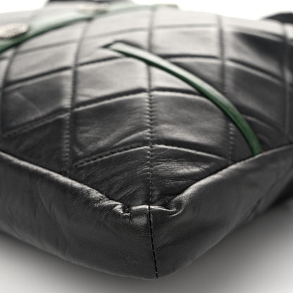 Chanel Lambskin Quilted Small Girl Bag Black Green 9 of 10