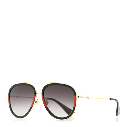 Gucci Acetate Web Aviator Sunglasses GG0062S Green Red 1 of 9