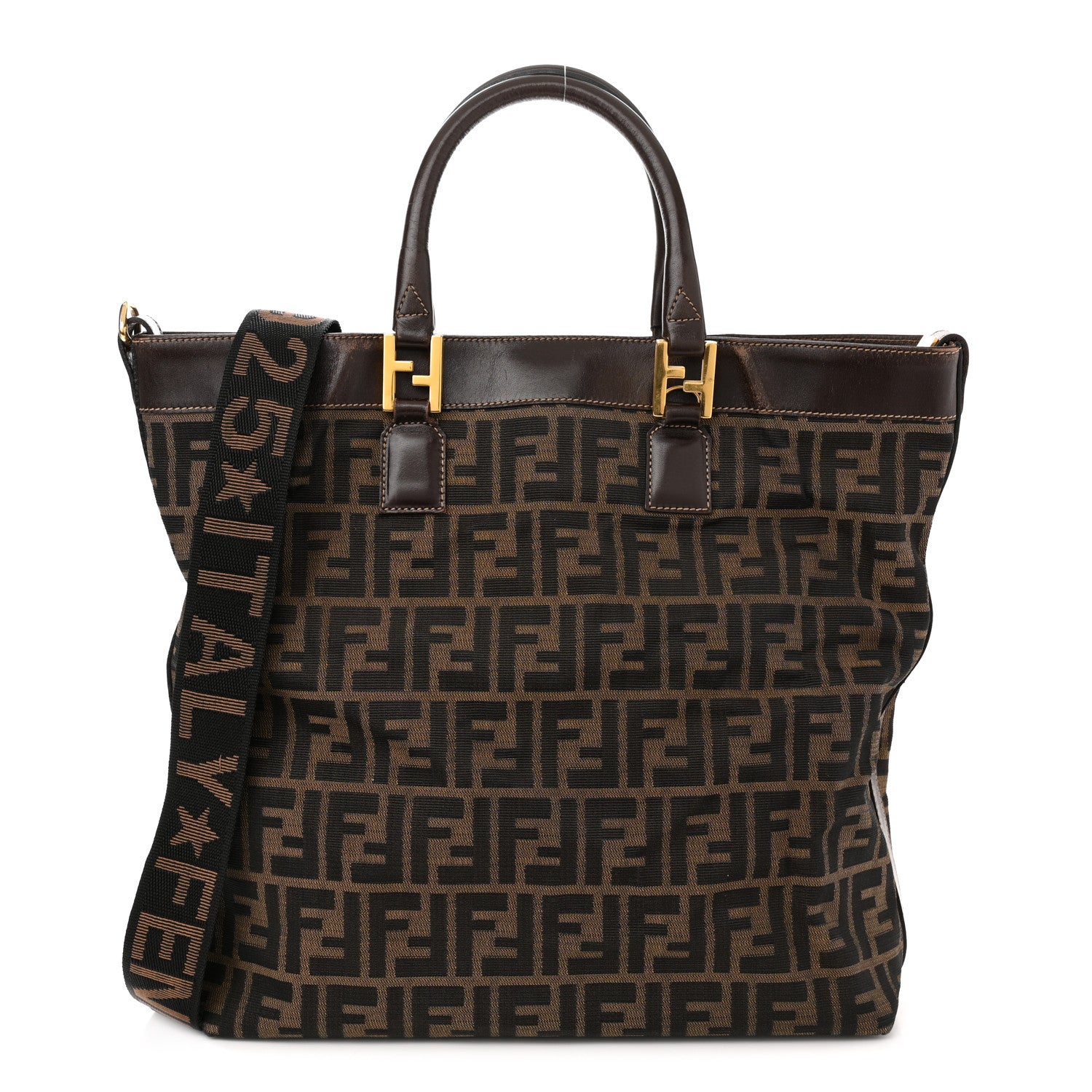 Fendi Zucca Top Handle Tote Tobacco 1 of 11