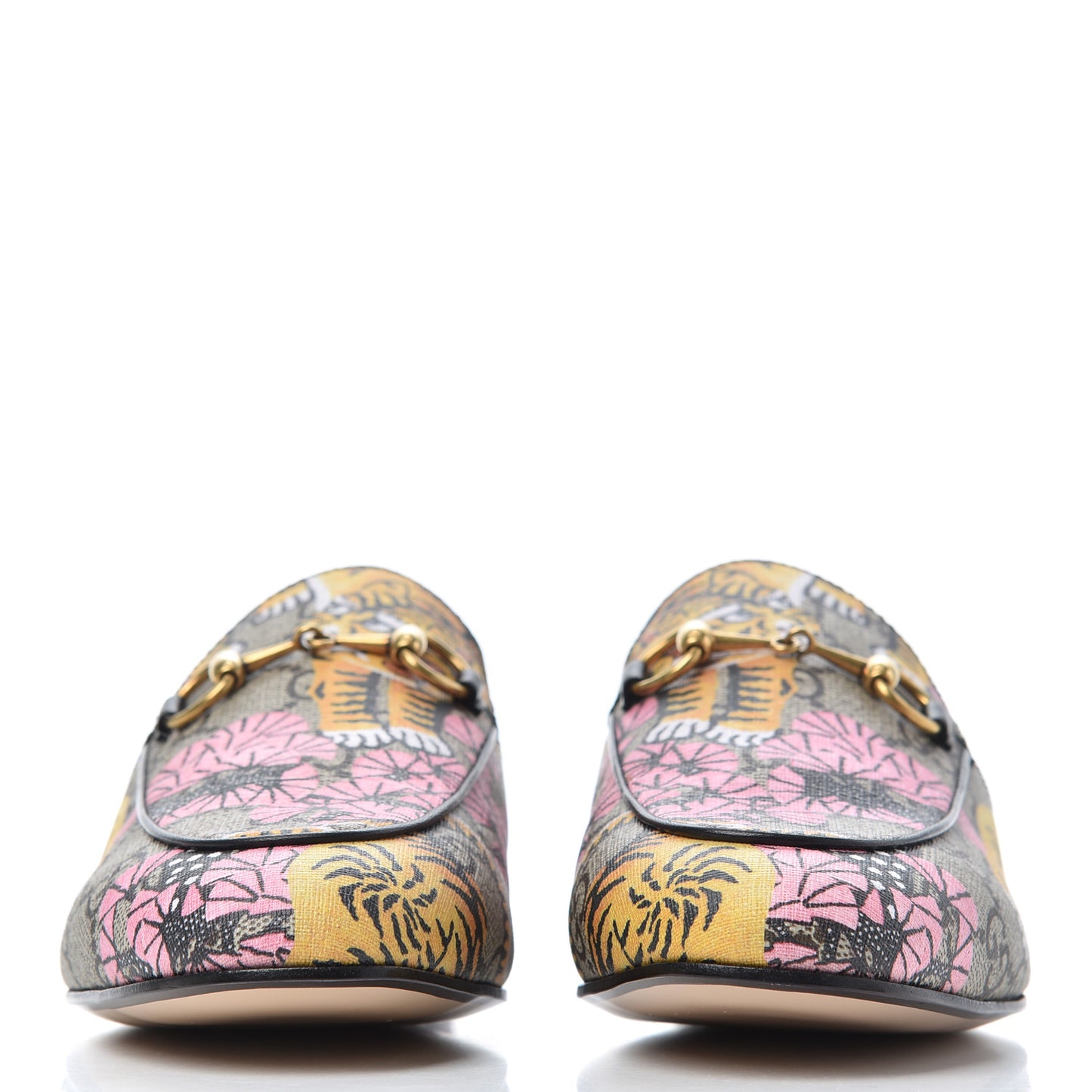 GG Supreme Monogram Bengal Womens Princetown Slippers 36.5 Beige Crop Pink