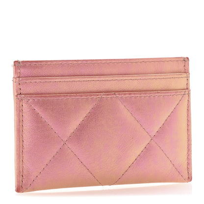 Chanel Iridescent Calfskin Quilted Chanel 19 Card Holder Pink 3 of 12