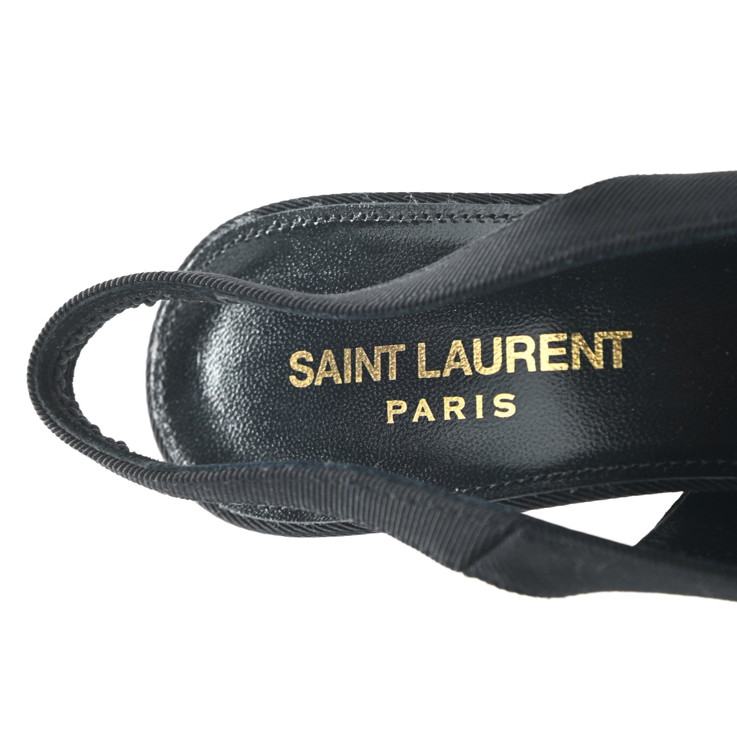 Saint Laurent Grosgrain St. Sulpice Chain Buckle Slingback Pumps 37 Black 7 of 7