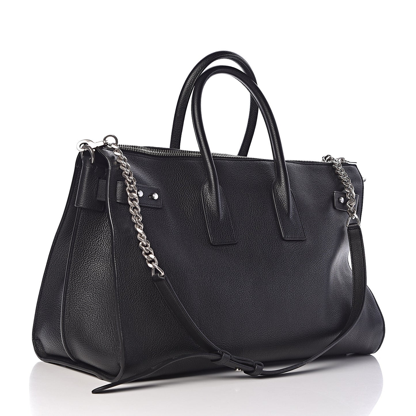 Grained Calfskin Medium Souple Sac De Jour Duffle Black