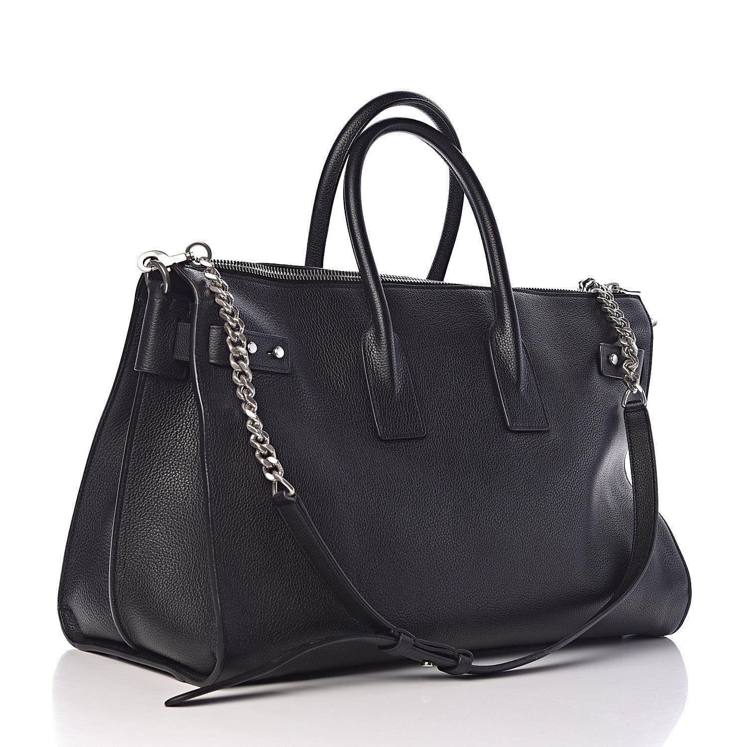 Saint Laurent Grained Calfskin Medium Souple Sac De Jour Duffle Black 3 of 9