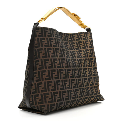Fendi Zucca Vitello Large Hobo Tobacco Ocra Moro Black 3 of 14