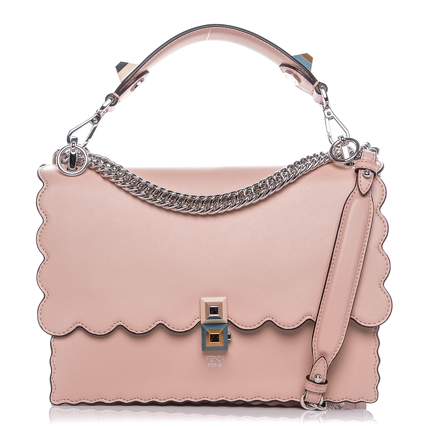 Vitello Liberty Scalloped Studded Kan I Shoulder Bag Plaster