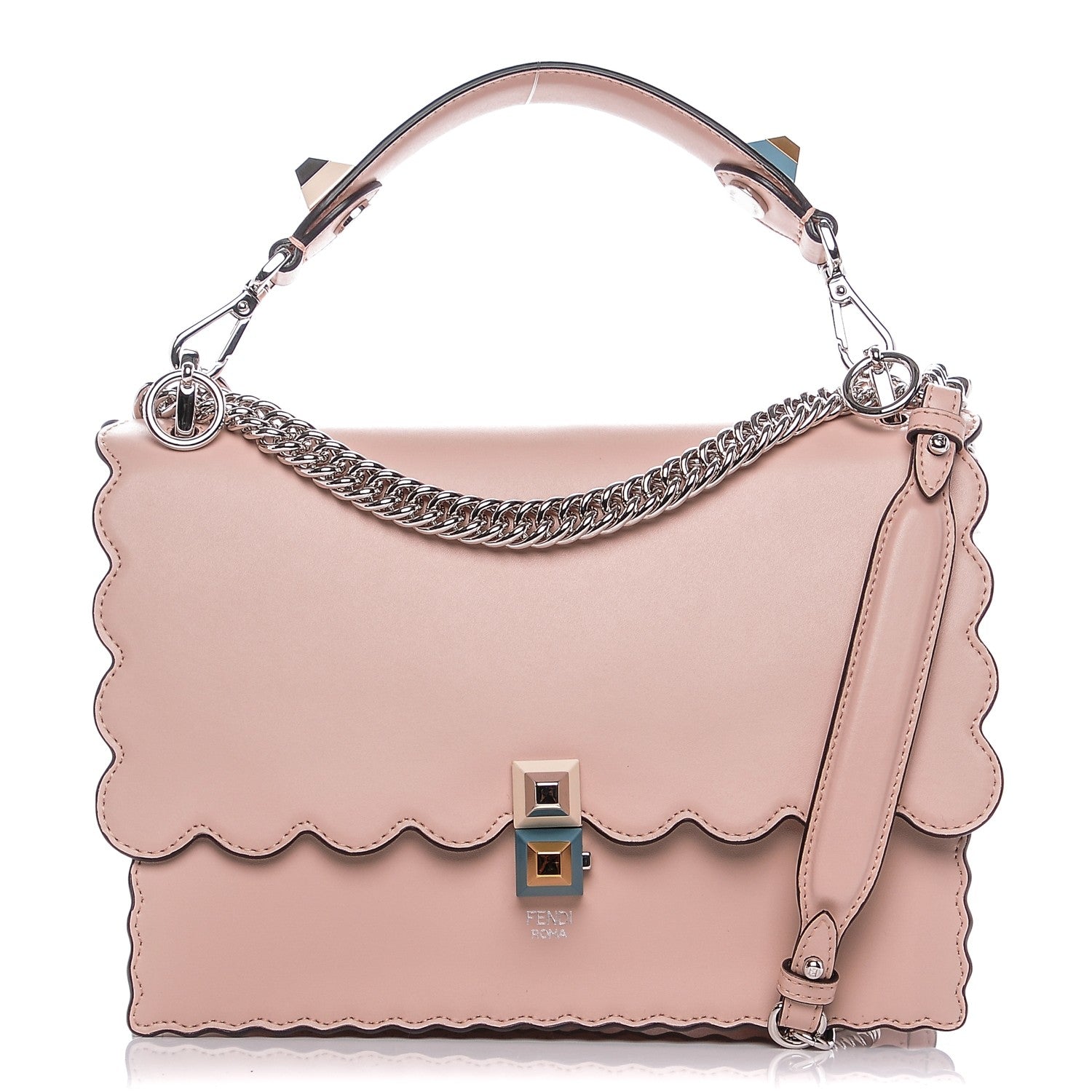 Fendi Vitello Liberty Scalloped Studded Kan I Shoulder Bag Plaster 1 of 7