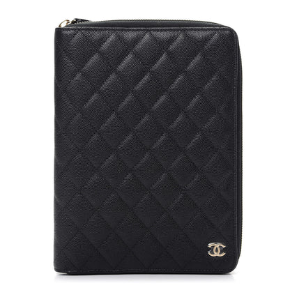 Chanel Caviar Quilted Zip Around Notebook Agenda Cover Black 1 of 10