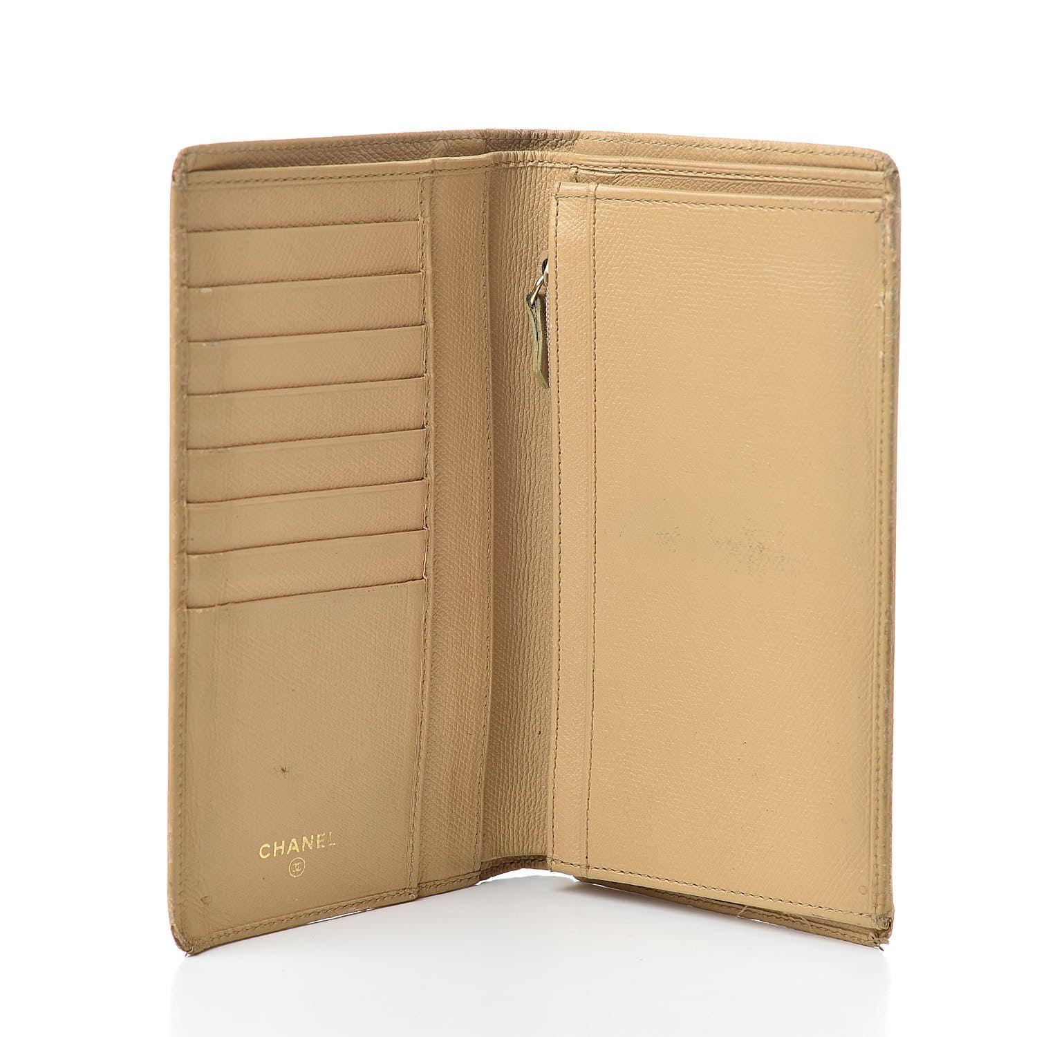 Chanel Grained Calfskin CC Button Yen Wallet Beige 5 of 19