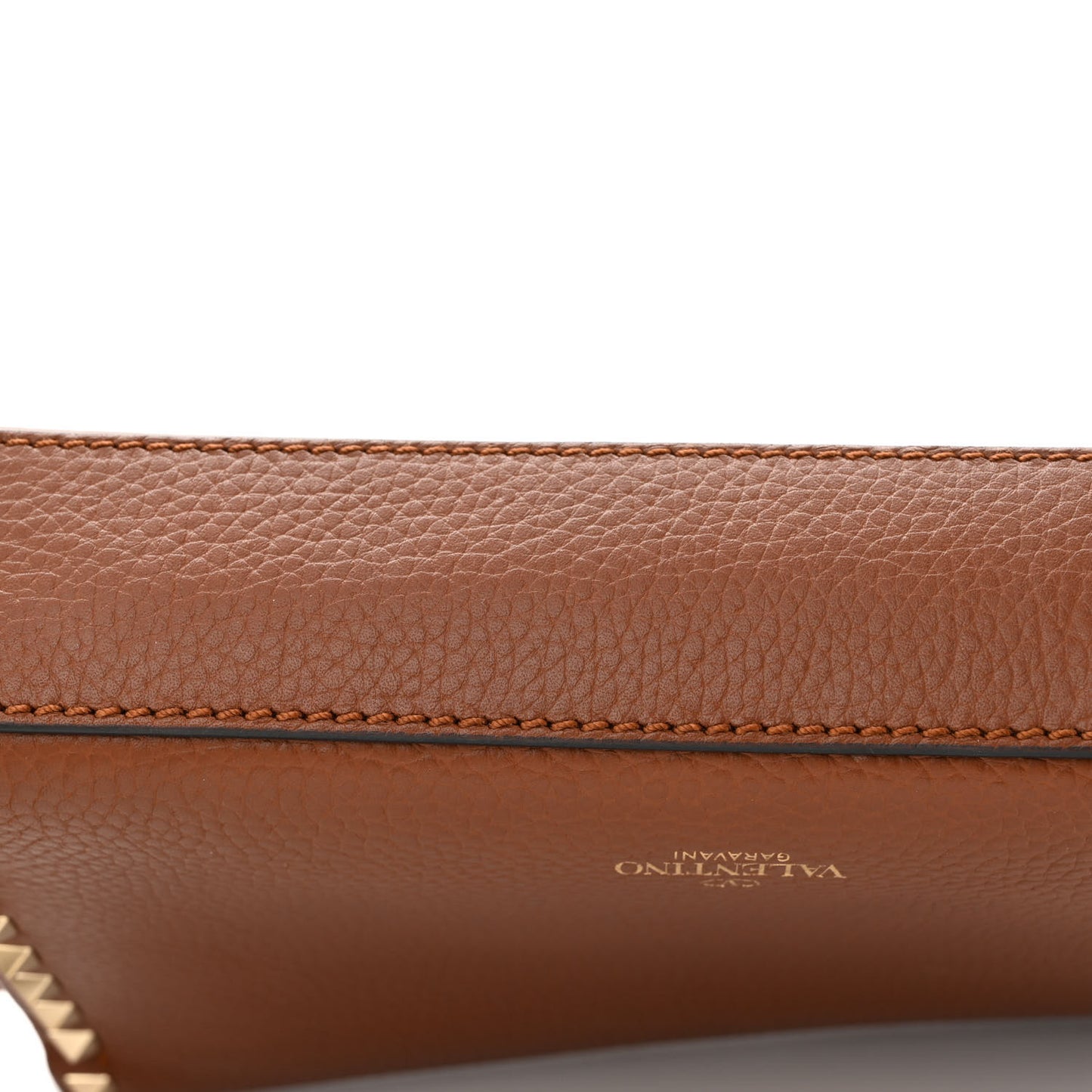 Pebbled Calfskin Medium Rockstud Flip Lock Crossbody Bag Bright Cognac