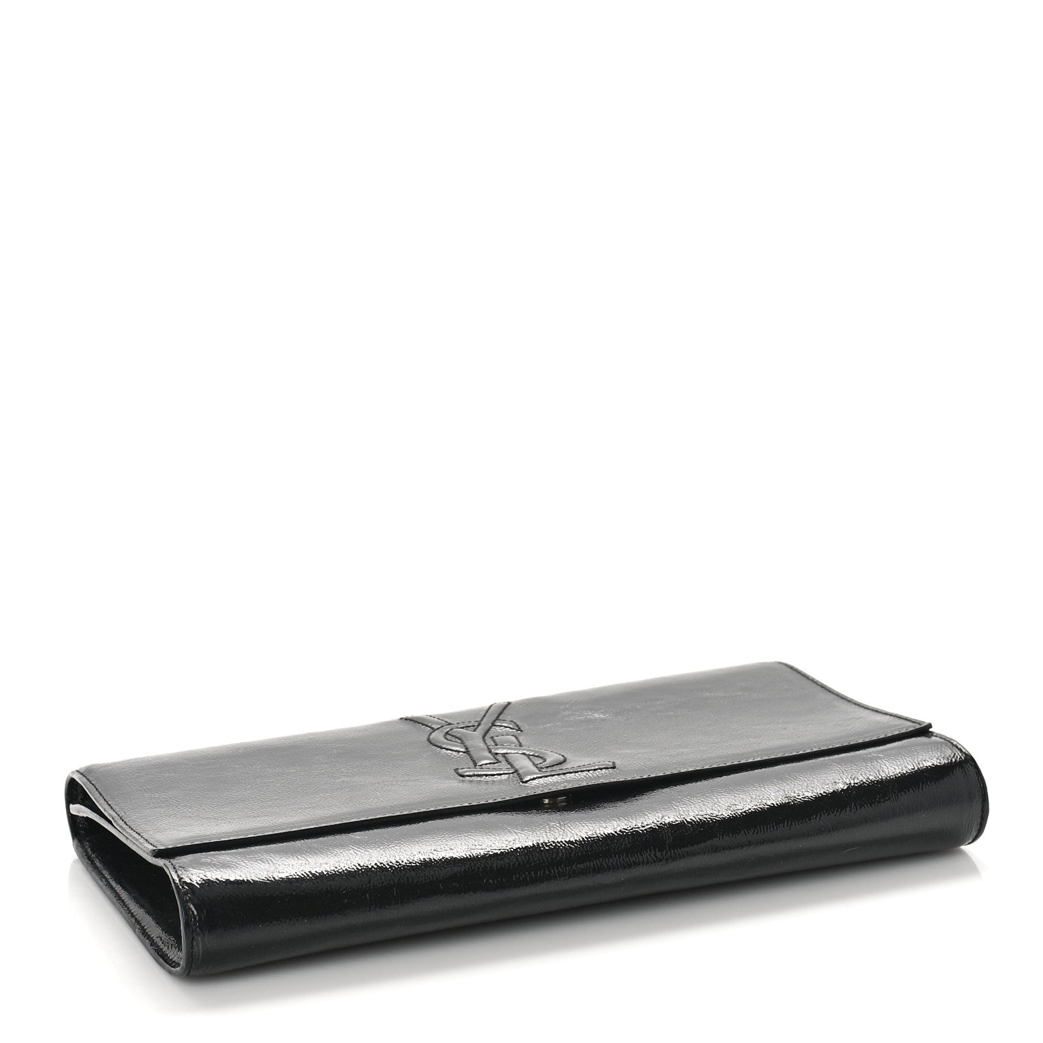 Saint Laurent Textured Patent Monogram Large Belle De Jour Clutch Black 4 of 8